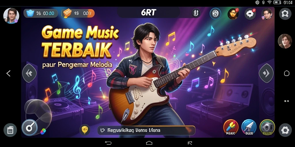 Tampilan menarik dari gameplay 6RT yang penuh warna dan energik.
