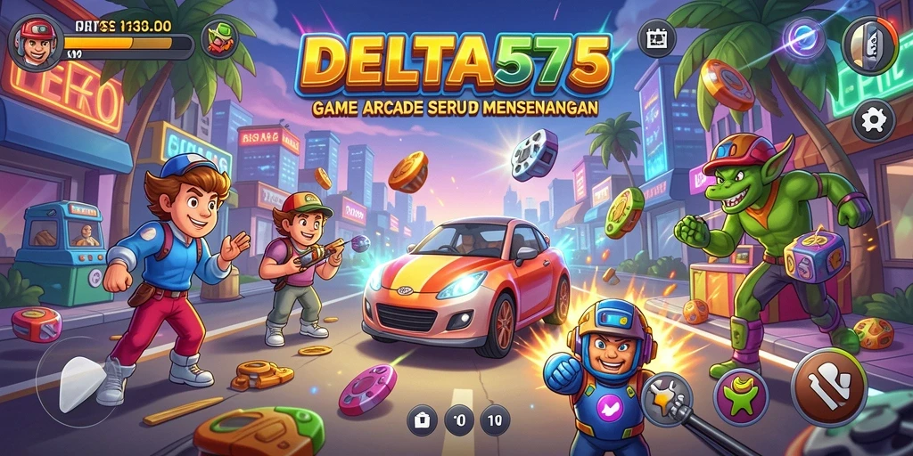 Screenshot utama DELTA575 menampilkan gameplay seru dan penuh aksi.