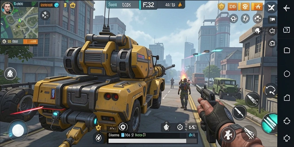 Tampilan gameplay menarik dalam game strategi F32.