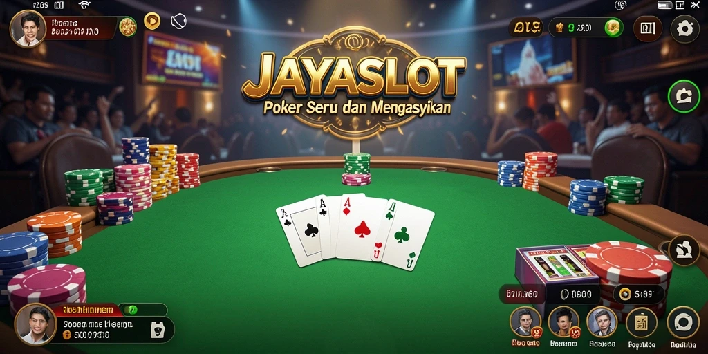 Tampilan gameplay seru di JAYASLOT dengan suasana Poker yang menegangkan.