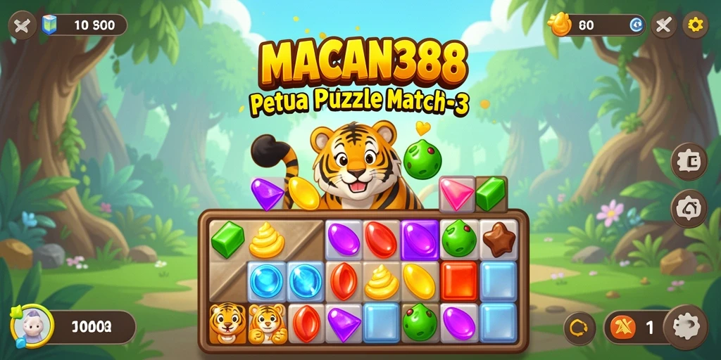 Screenshot tampilan gameplay seru Match-3 di MACAN388.