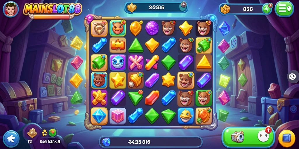 Tampilan seru gameplay Match-3 di MAINSLOT88.