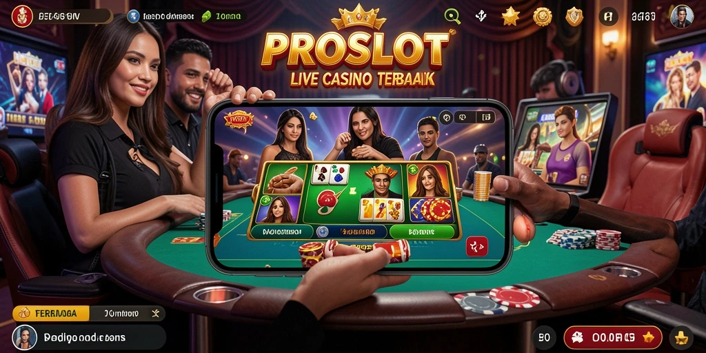 Tampilan utama gameplay PROSLOT dengan dealer langsung yang profesional.