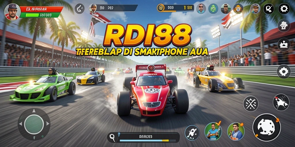 Tampilan gameplay menegangkan dari balap cepat di RDI88.