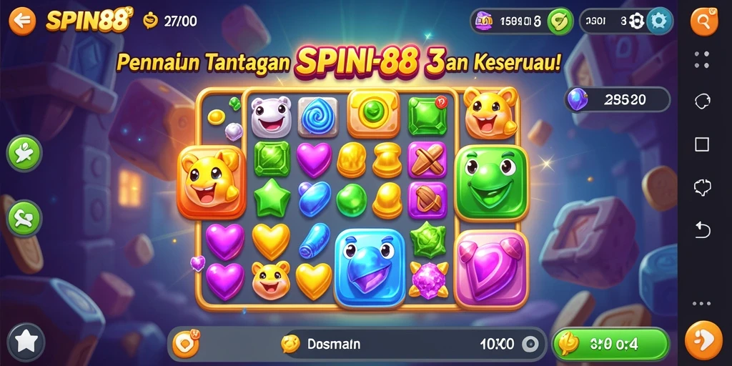 Tangkapan layar gameplay SPIN88 yang menampilkan keseruan permainan Match-3.