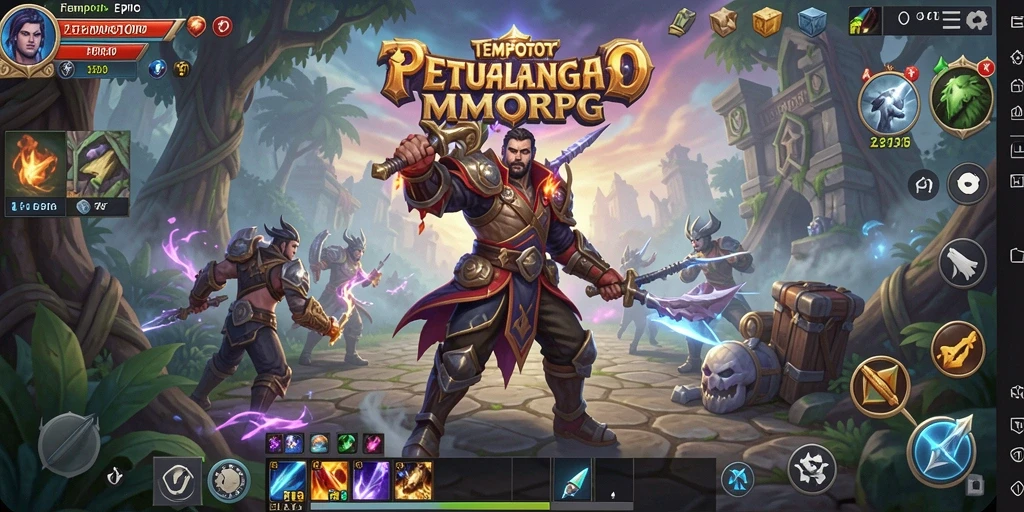 Screenshot utama TEMPOTOTO menunjukkan aksi seru dalam pertarungan MMORPG.