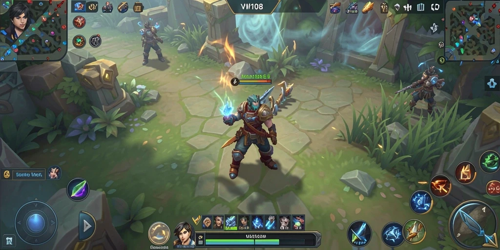 Tampilan seru dan intens dari gameplay VW108 di arena pertempuran MOBA.