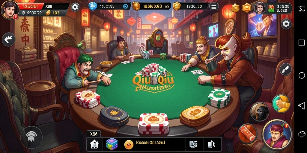 Screenshot X88 menunjukkan gameplay seru dan menegangkan QiuQiu.